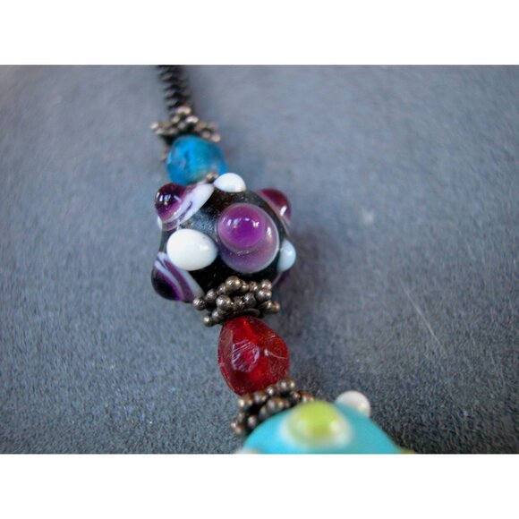 Handmade Lampwork Glass Beaded Necklace 17' - Picture 4 of 5